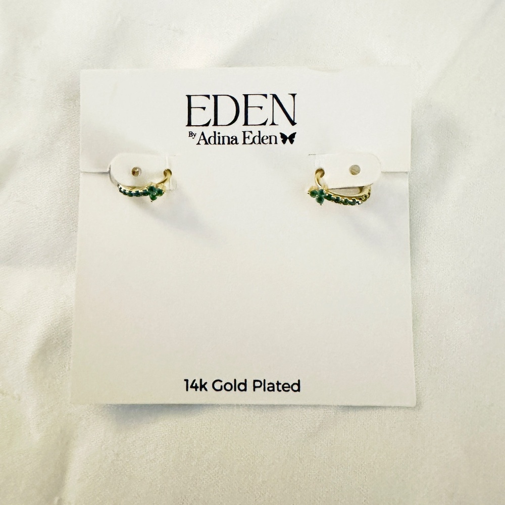 Eden Adina 14k Gold Plated Sterling Silver Huggies Hoop Earrings NWT